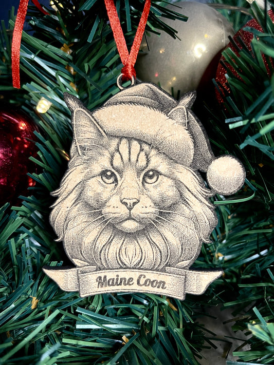 Maine Coon - Personalisable Christmas Tree Decoration Bauble Ornament Cat Gift