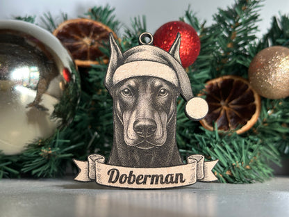Doberman  - Personalisable Christmas Tree Decoration Bauble Ornament Dog Gift